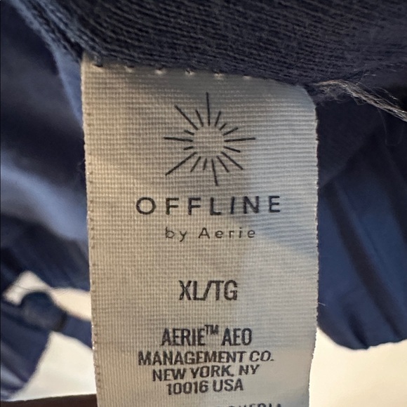 Women’s Aerie Offline Blue Tie-Dye Sherpa Fleece Full Zip Cropped Hoodie Size XL - Picture 9 of 10